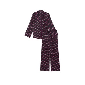 Піжама Satin Long PJ Set Victoria's Secret Black Ombre Heart