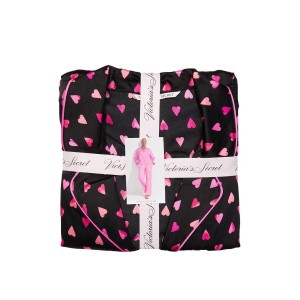 Піжама Satin Long PJ Set Victoria's Secret Black Ombre Heart
