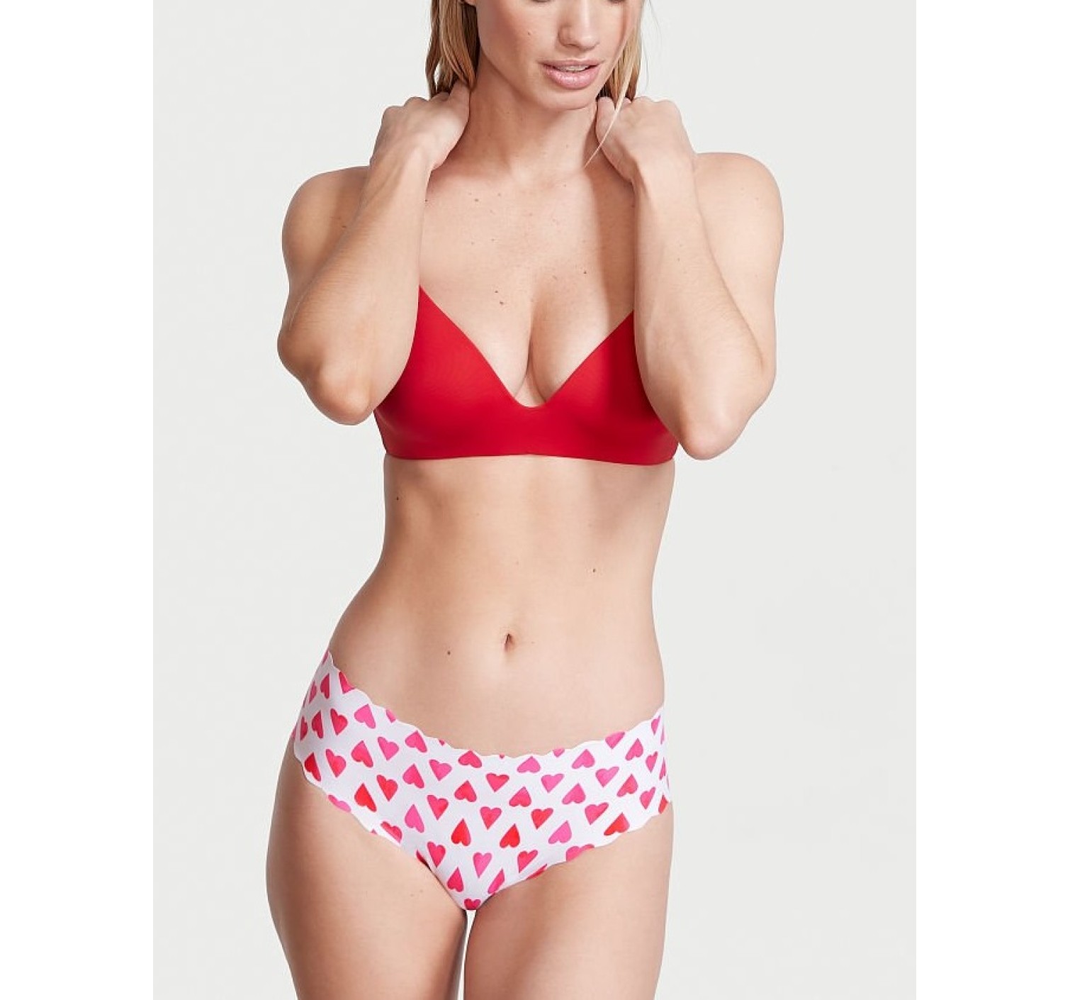 Бесшовные трусики Victoria’s Secret No show Hiphugger panty White Hearts