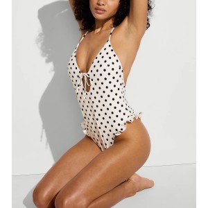 Купальник Tease Ruffle Itsy One-Piece Swimsuit White & Black Dots