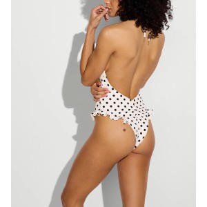 Купальник Tease Ruffle Itsy One-Piece Swimsuit White & Black Dots