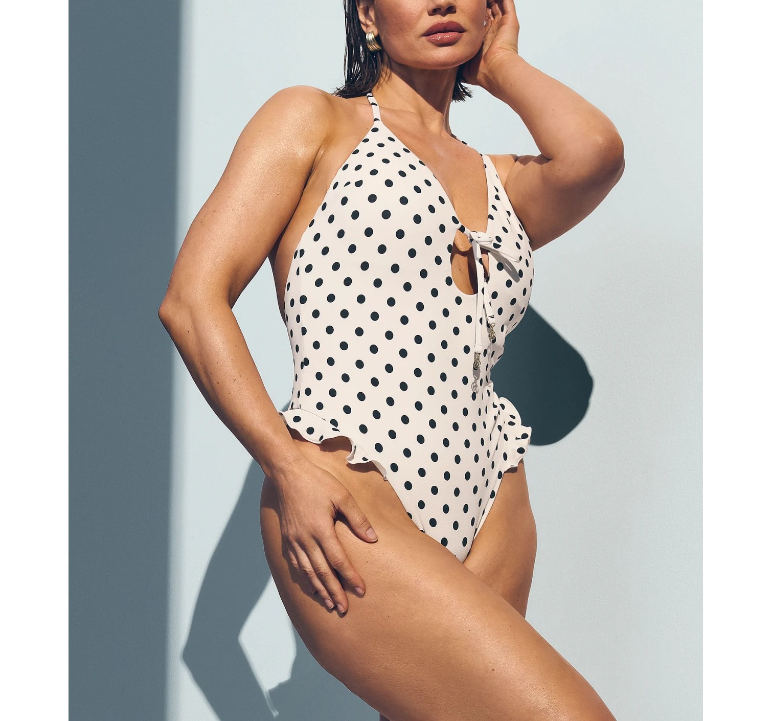 Купальник Tease Ruffle Itsy One-Piece Swimsuit White & Black Dots