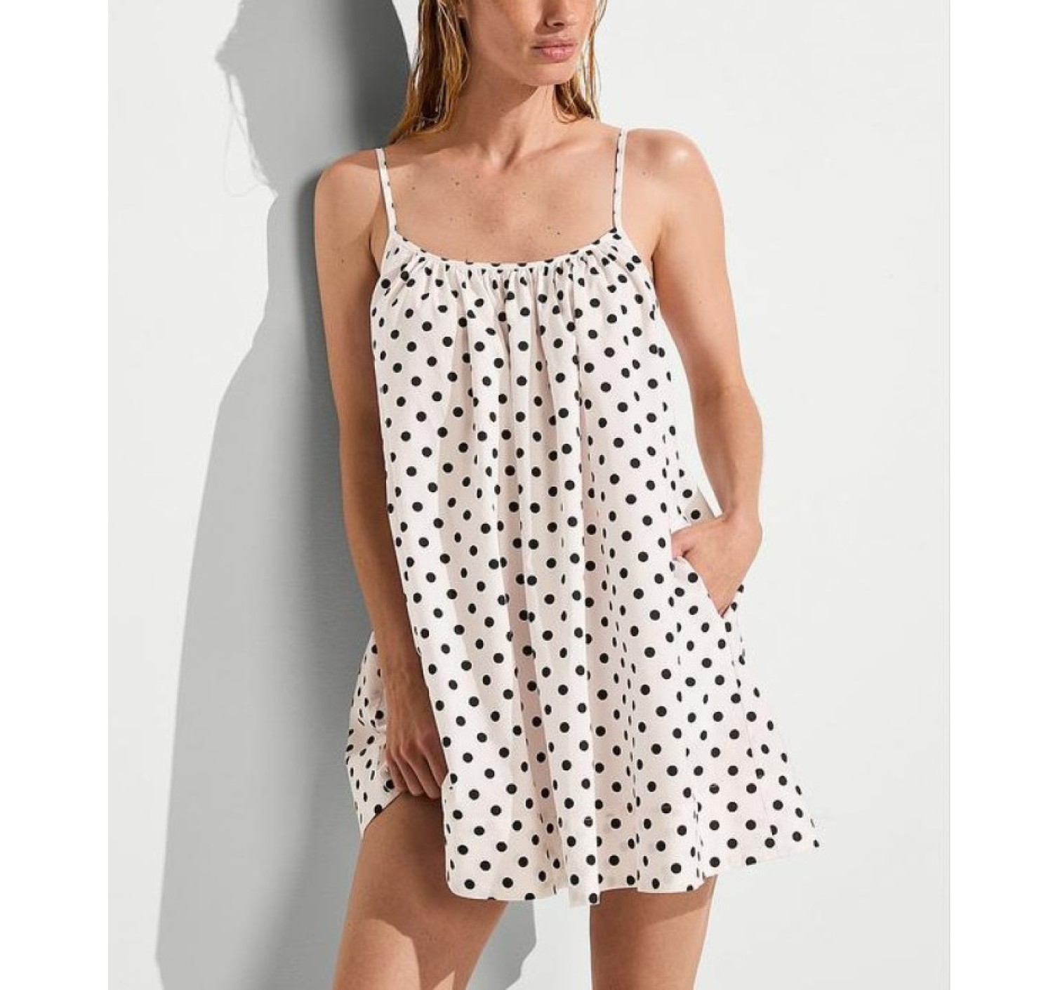 Платье Beachwear Poplin Trapeze Mini Dress White Dot