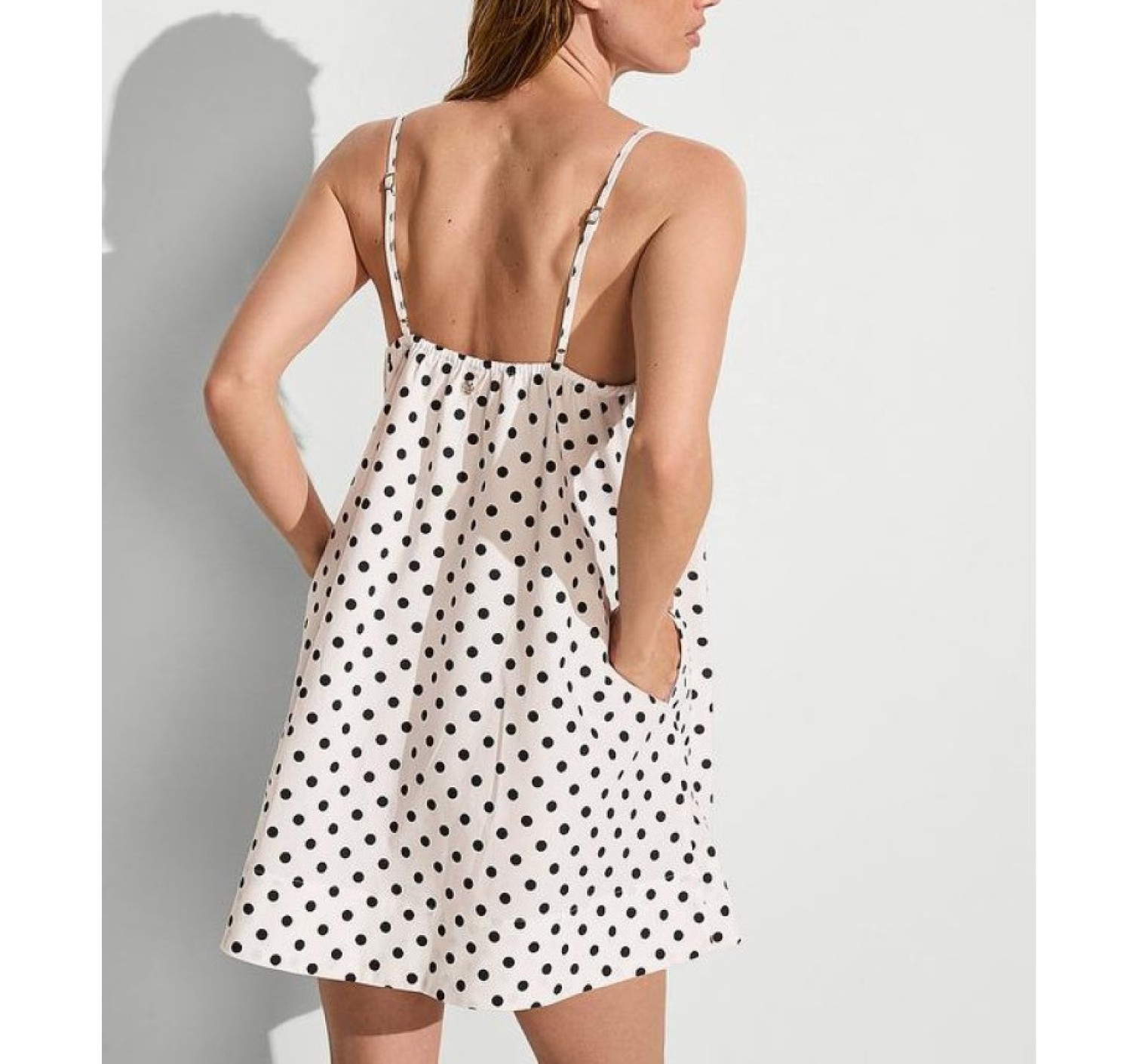 Платье Beachwear Poplin Trapeze Mini Dress White Dot