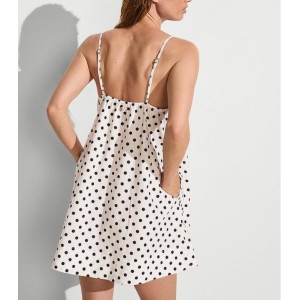 Платье Beachwear Poplin Trapeze Mini Dress White Dot