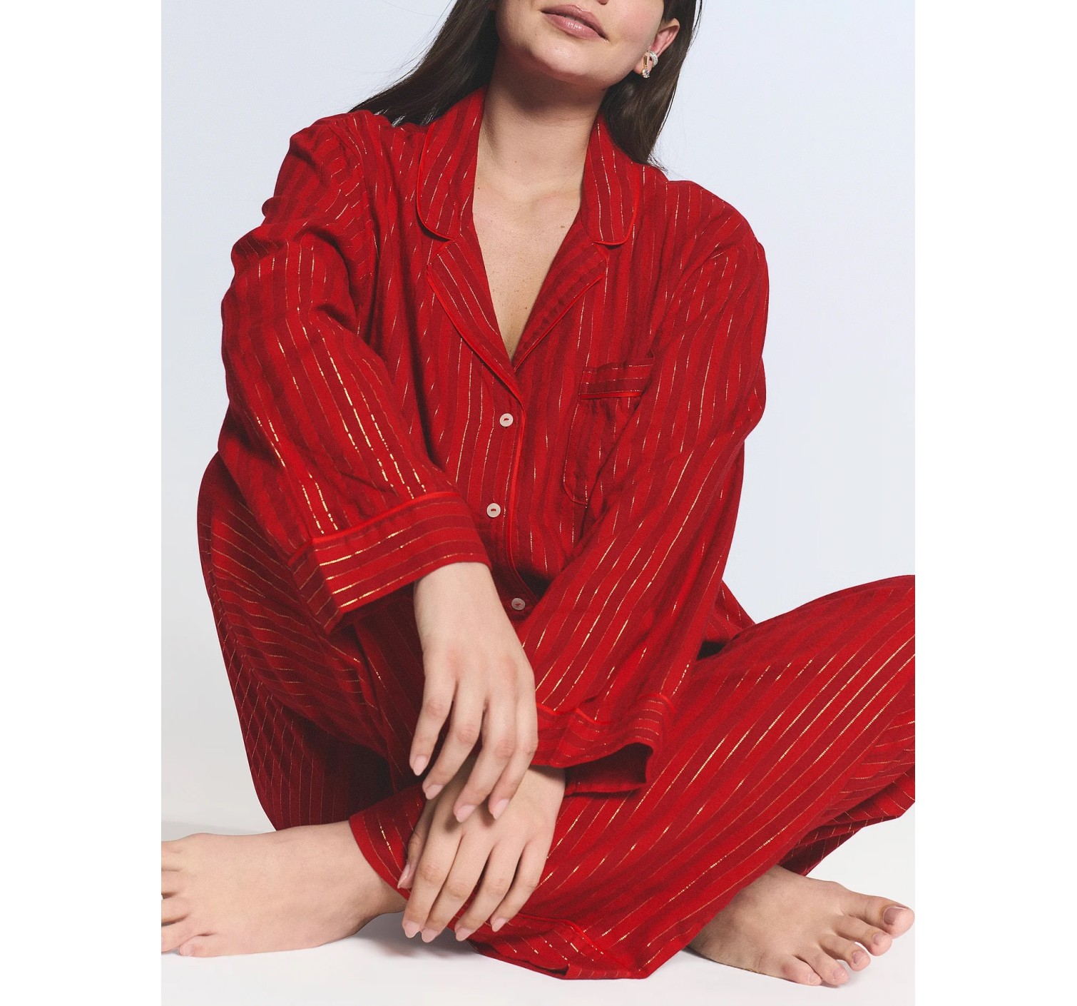 Піжама Flannel Long Pajama Set Red Stripe