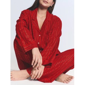 Піжама Flannel Long Pajama Set Red Stripe
