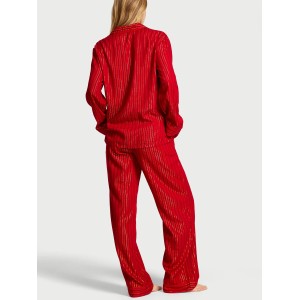Піжама Flannel Long Pajama Set Red Stripe