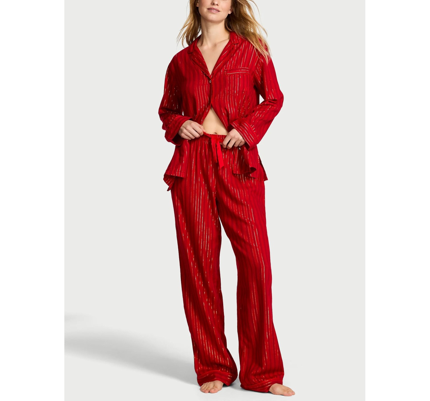Піжама Flannel Long Pajama Set Red Stripe