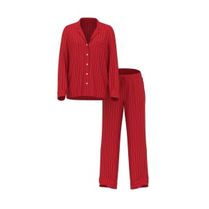 Піжама Flannel Long Pajama Set Red Stripe