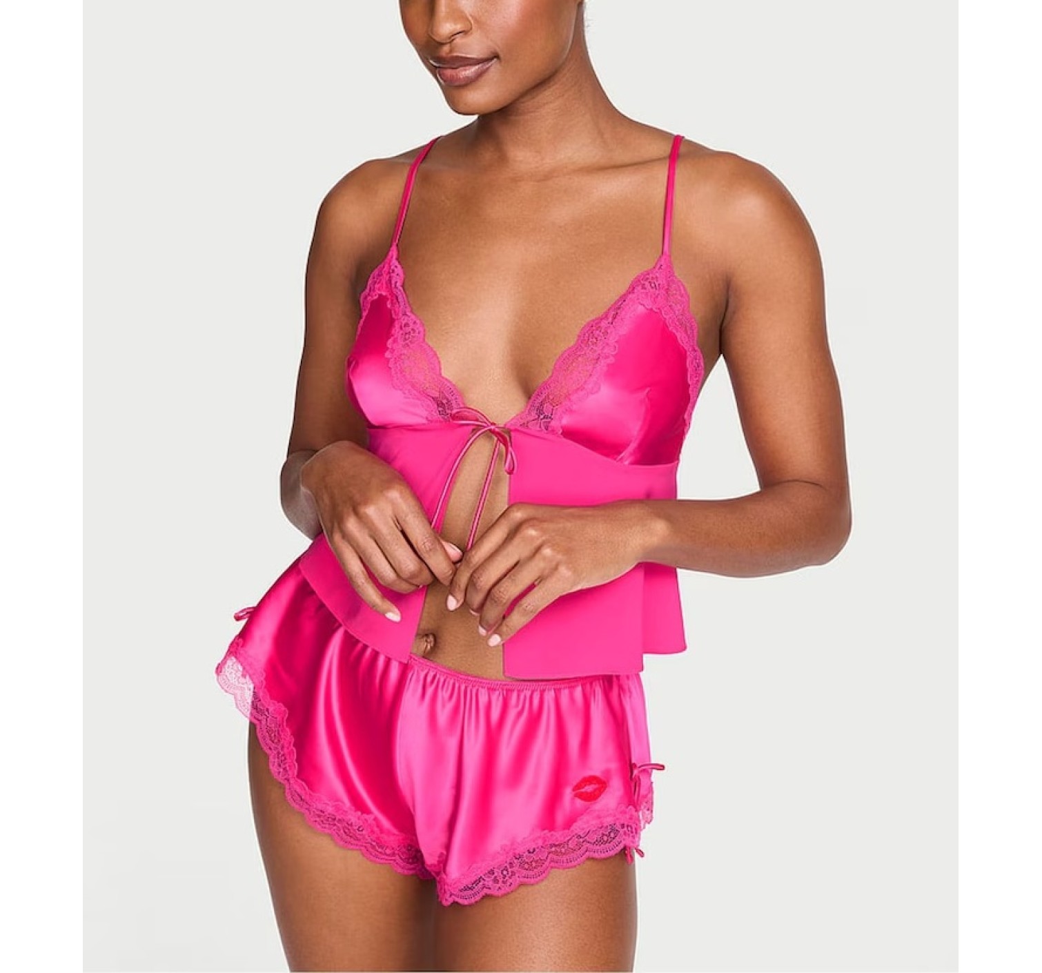 Пижама Tease Satin & Chiffon Flyaway Cami Set Enchanted Pink