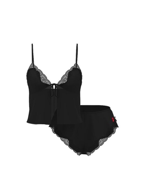 Пижама Tease Satin & Chiffon Flyaway Cami Set Black