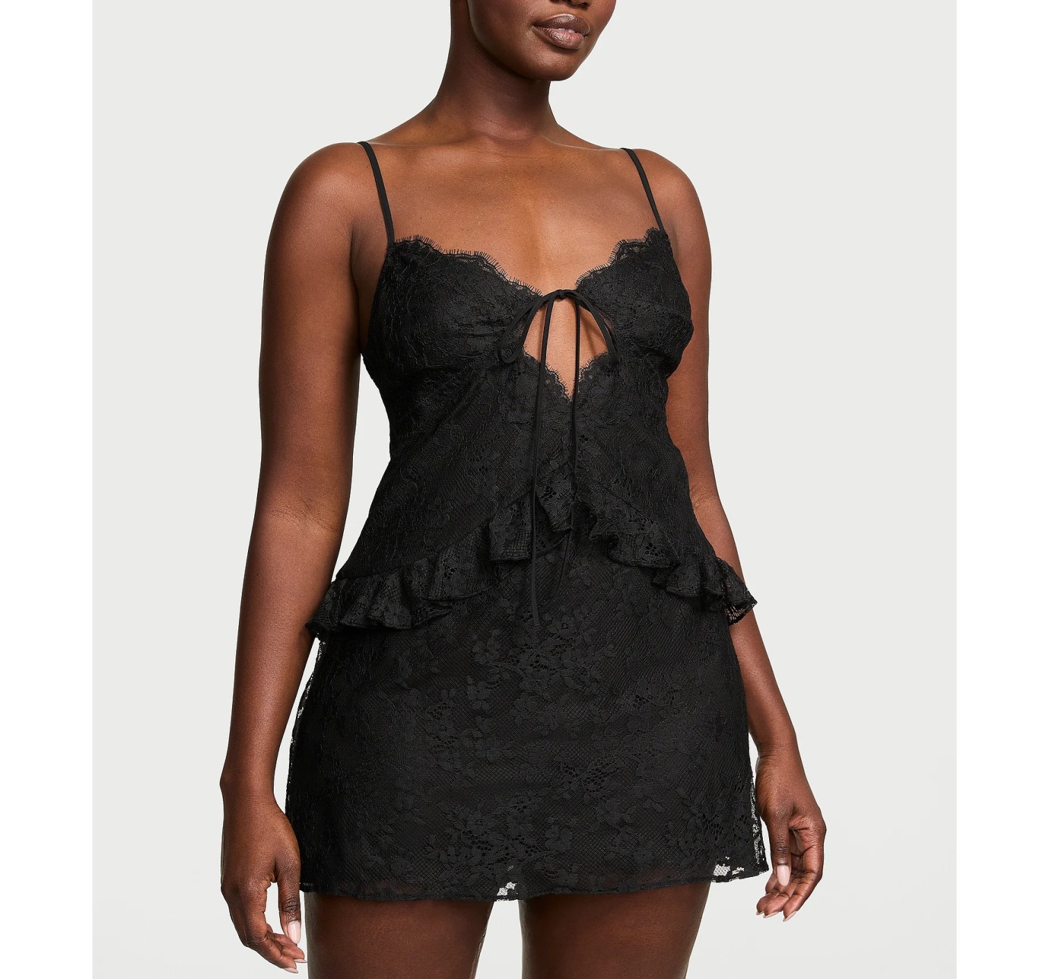 Пеньюар Dare to Dream Lace Flounce Mini Slip Jet Black