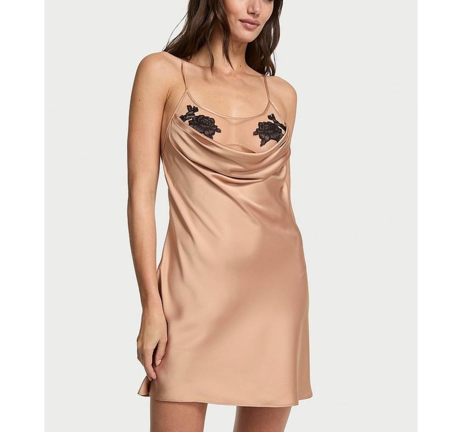 Пенюар Sheer Rose Satin Draped Mini Slip Praline купить оригинал в Киеве, цена в Украине — SecretAngeL❤️