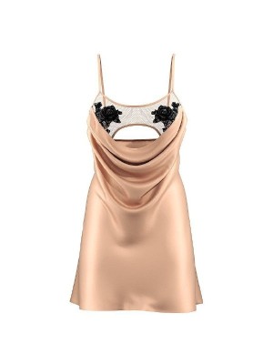 Пенюар Sheer Rose Satin Draped Mini Slip Praline 
