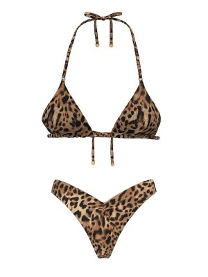 Купальник Essential Triangle Top Cinched Thong Bikini Bottom Leopard