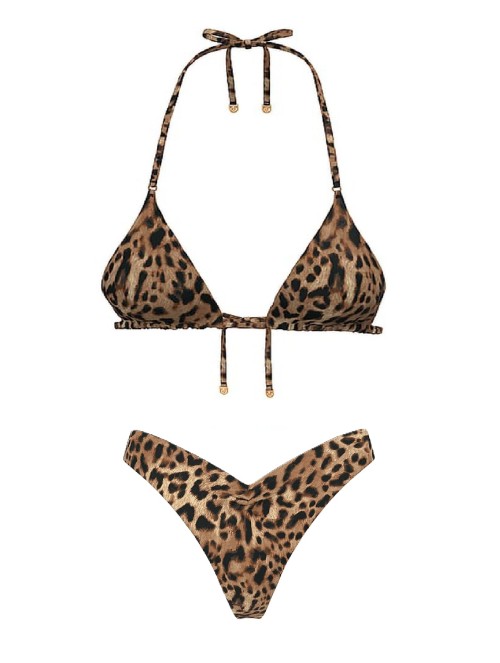 Купальник Essential Triangle Top Cinched Thong Bikini Bottom Leopard