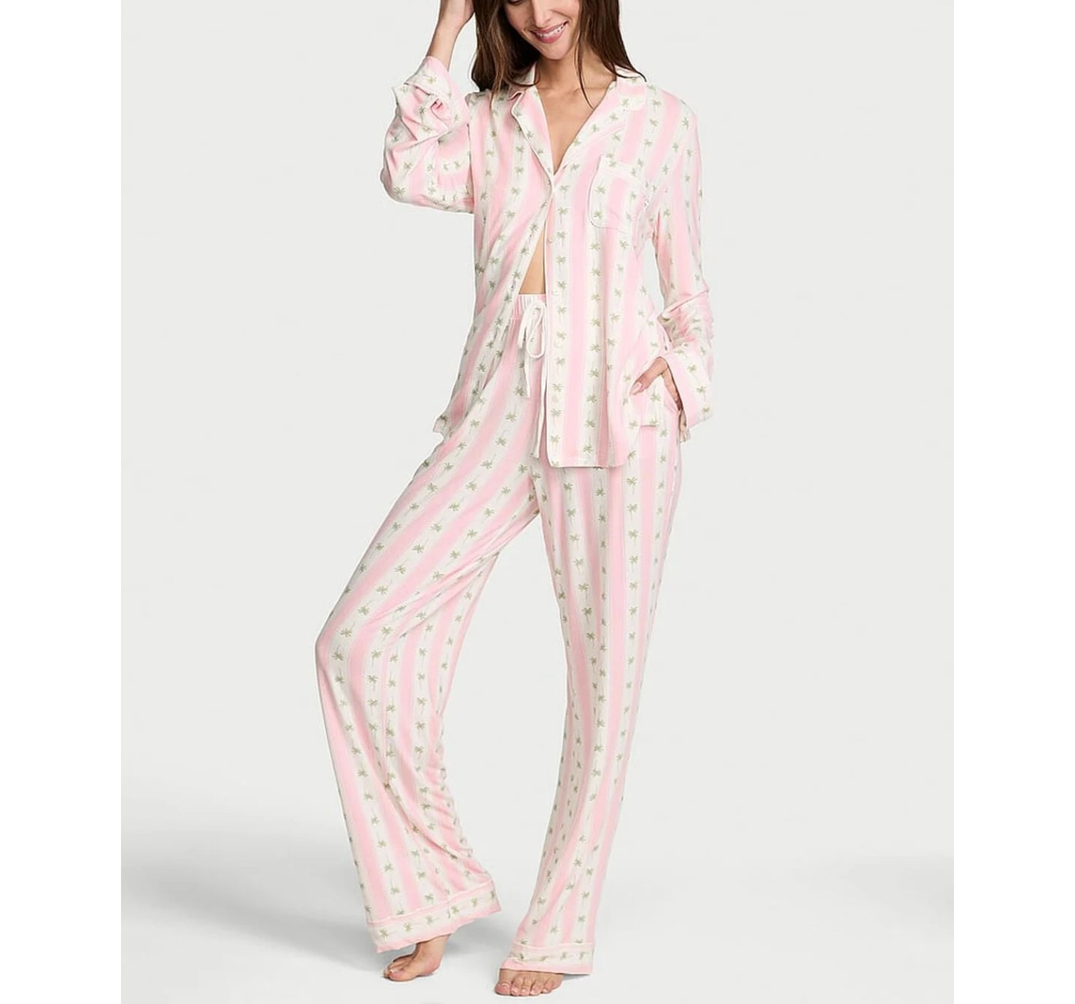 Пижама SoSoft Modal Long Pajama Set Pretty Blossom Palm Tree Stripes