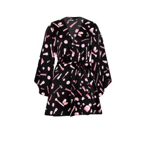 Халат GRWPINK Satin Robe Black Makeup Print 