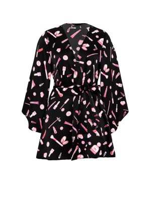 Халат GRWPINK Satin Robe Black Makeup Print