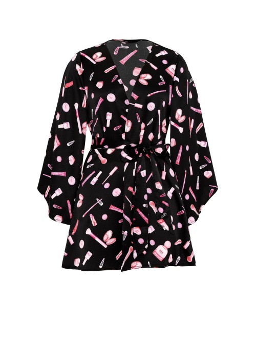 Халат GRWPINK Satin Robe Black Makeup Print
