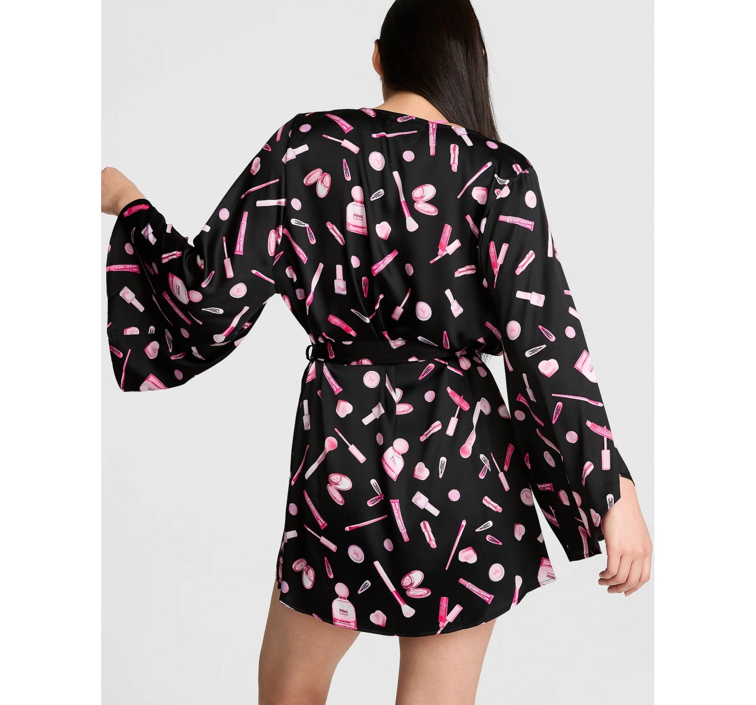 Халат GRWPINK Satin Robe Black Makeup Print 