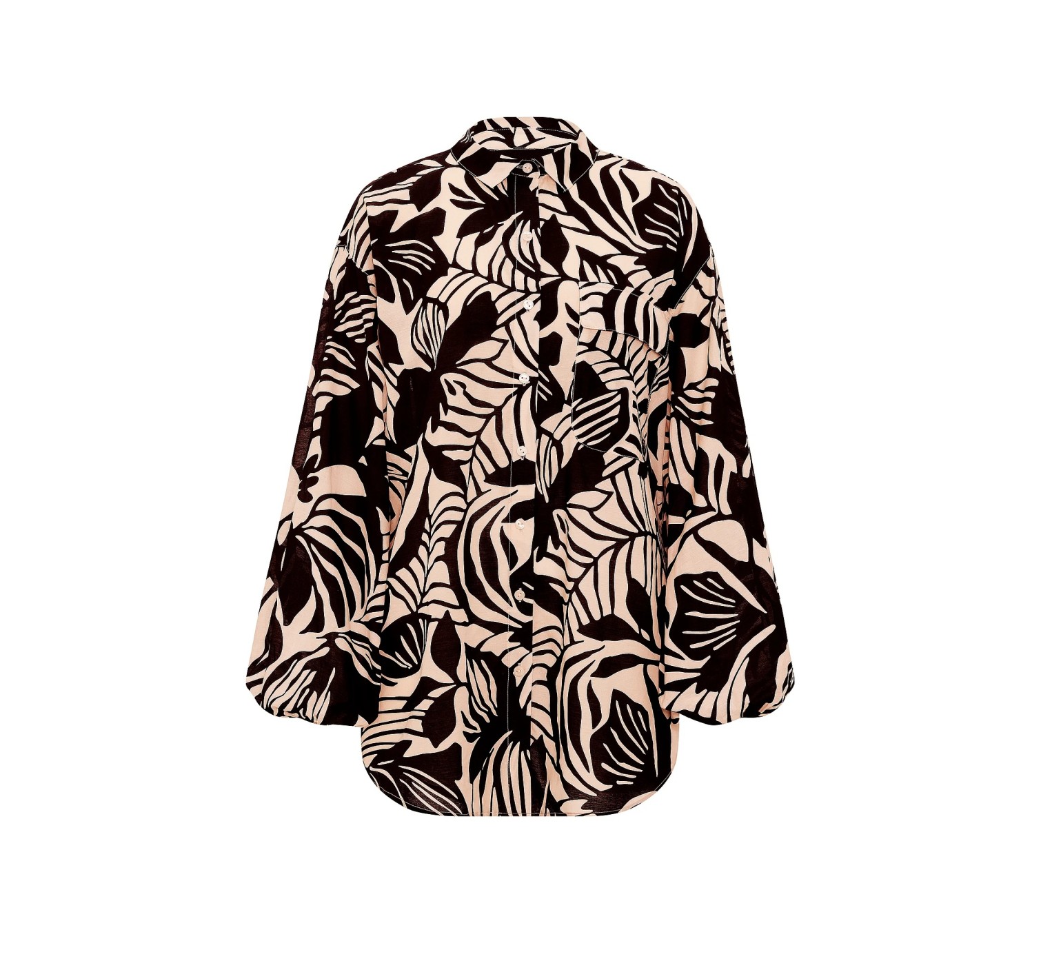 Костюм Beachwear Voile Oversized Button-Front Shirt Shorts Black Palms