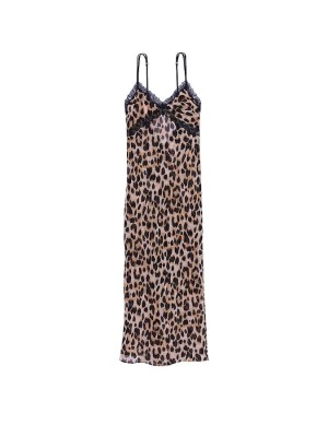 Пенюар Leopard Chiffon Long Slip Dress