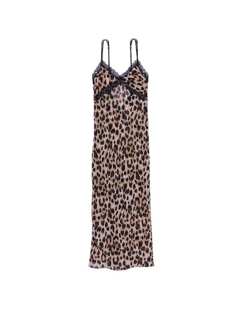 Пенюар Leopard Chiffon Long Slip Dress