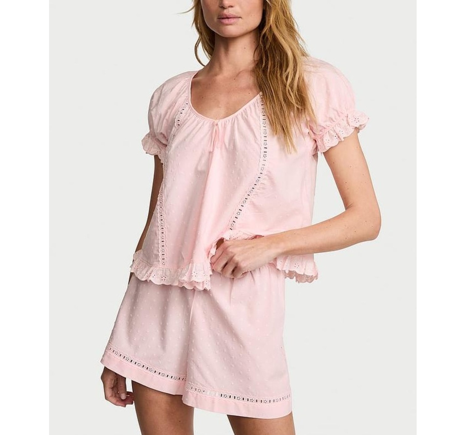 Пижама Cotton Dream Puff-Sleeve Short Pajama Set Angel Pink