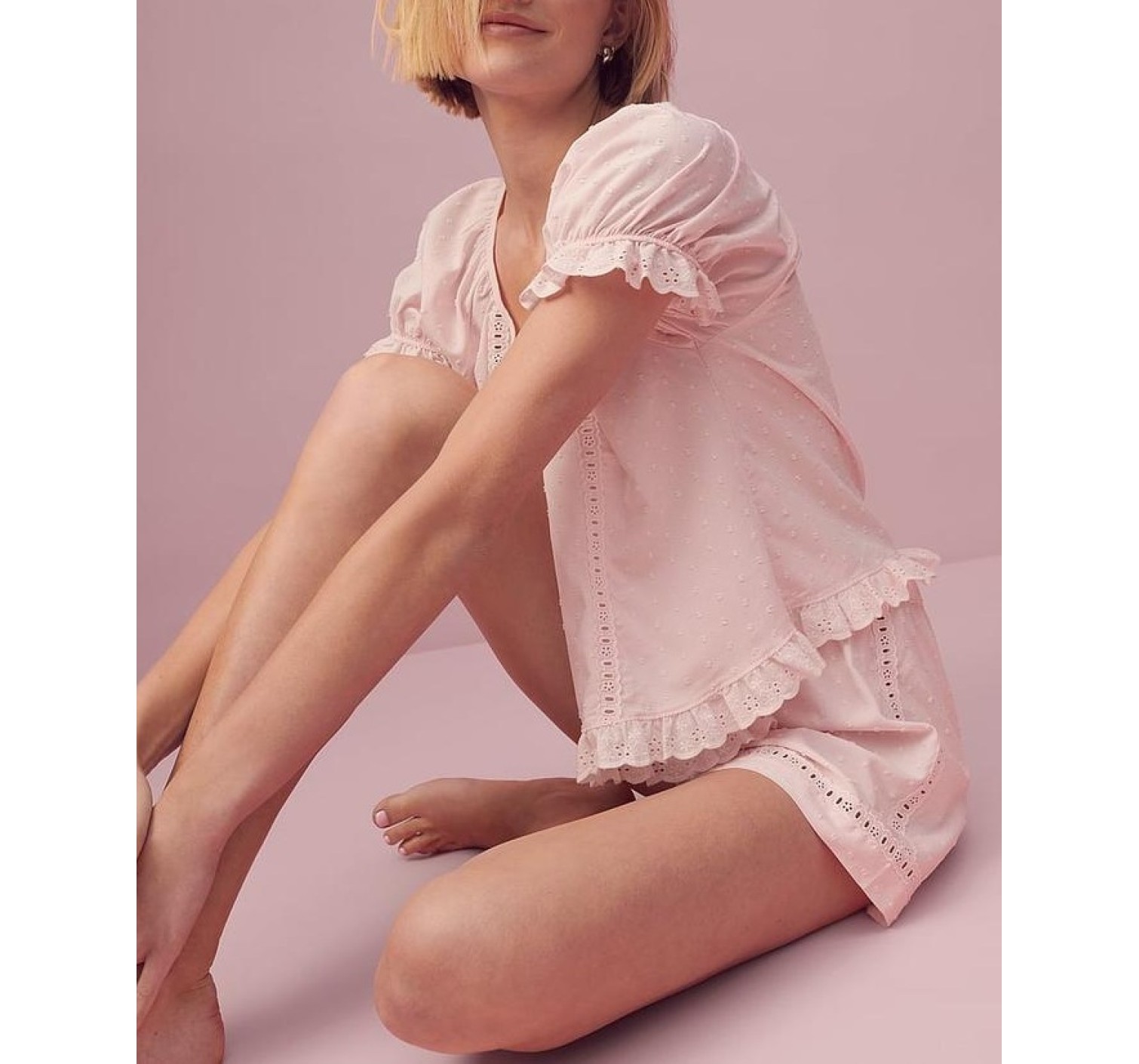 Пижама Cotton Dream Puff-Sleeve Short Pajama Set Angel Pink