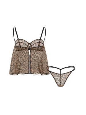 Пеньюар Geo Leo Chiffon Flyaway Cami Babydoll Set