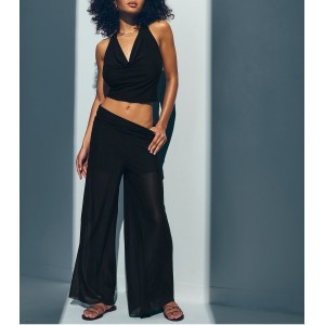 Комплект топ+штаны Beachwear Mesh Cowl-Neck Halter Top Foldover Pants Set  купить оригинал в Киеве, цена в Украине — SecretAngeL❤️