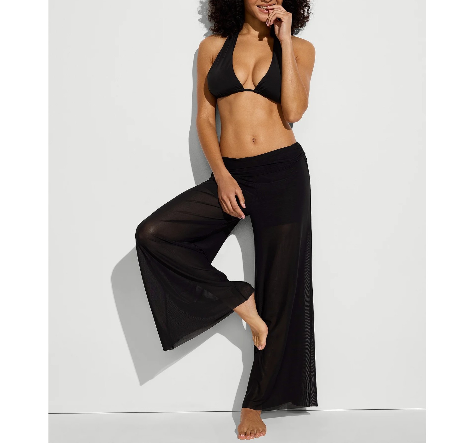 Комплект топ+штаны Beachwear Mesh Cowl-Neck Halter Top Foldover Pants Set  купить оригинал в Киеве, цена в Украине — SecretAngeL❤️