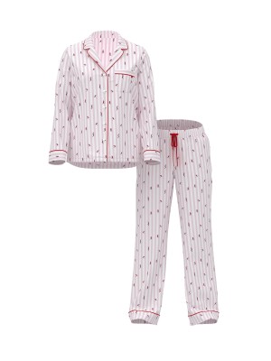 Піжама Cotton Flannel Long Pajama Set Coconut White Skiers