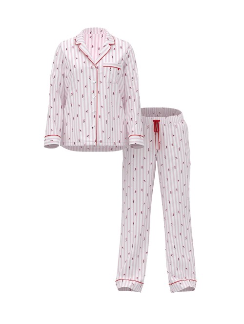 Пижама Cotton Flannel Long Pajama Set Coconut White Skiers