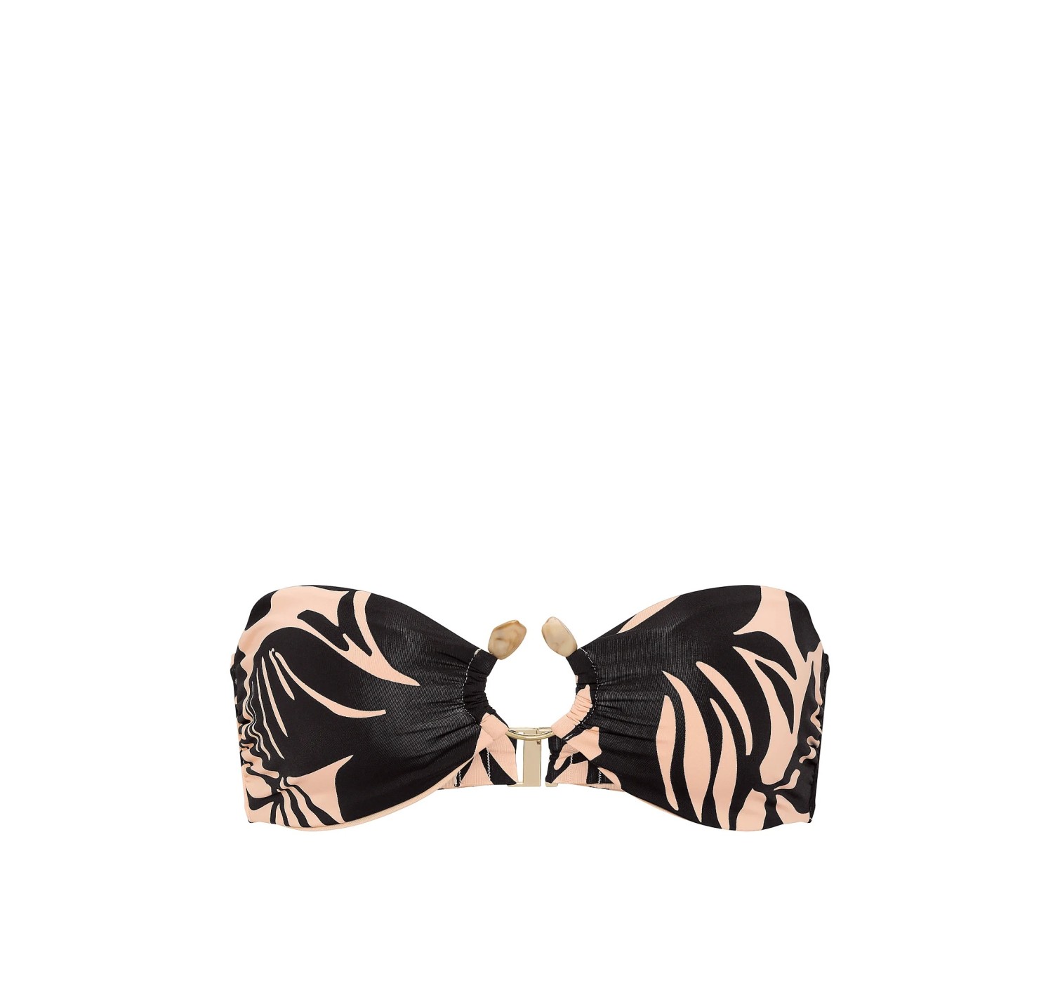 Купальник Beach Hoops Bandeau Top Brazilian Bikini Bottom Black Palms