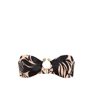 Купальник Beach Hoops Bandeau Top Brazilian Bikini Bottom Black Palms