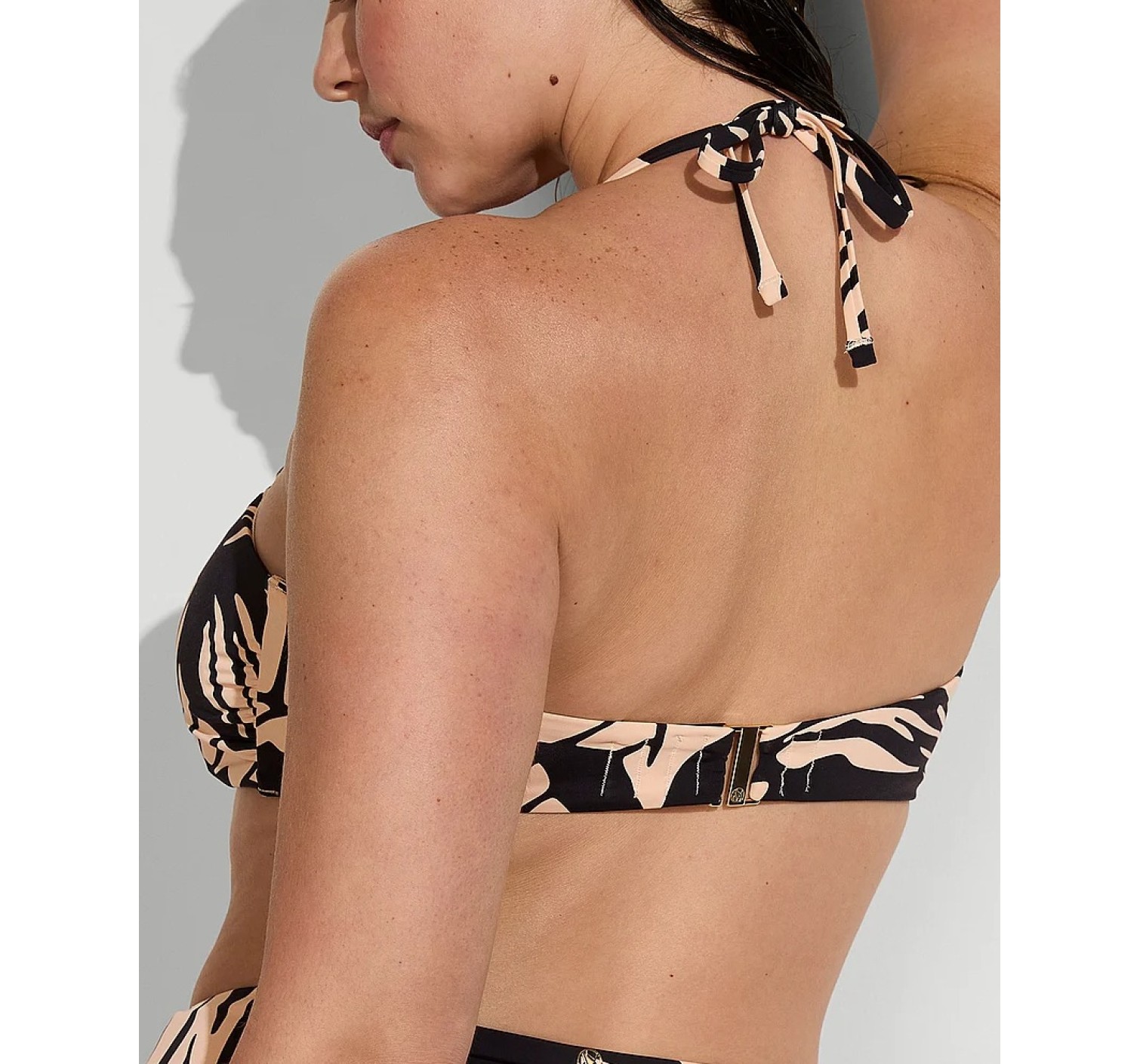 Купальник Beach Hoops Bandeau Top Brazilian Bikini Bottom Black Palms