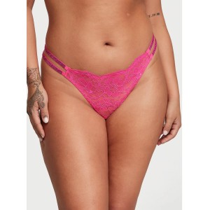 Комплект білизни Shine Strappy Unlined Lace Low-Cut Demi Bra Thong Set Hot Pink  купити недорого в Києві, ціна в Україні — SecretAngeL