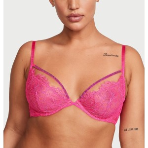 Комплект білизни Shine Strappy Unlined Lace Low-Cut Demi Bra Thong Set Hot Pink  купити недорого в Києві, ціна в Україні — SecretAngeL