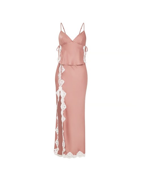 Піжама-костюм Satin Lace-Trim Cami & Maxi Skirt Set