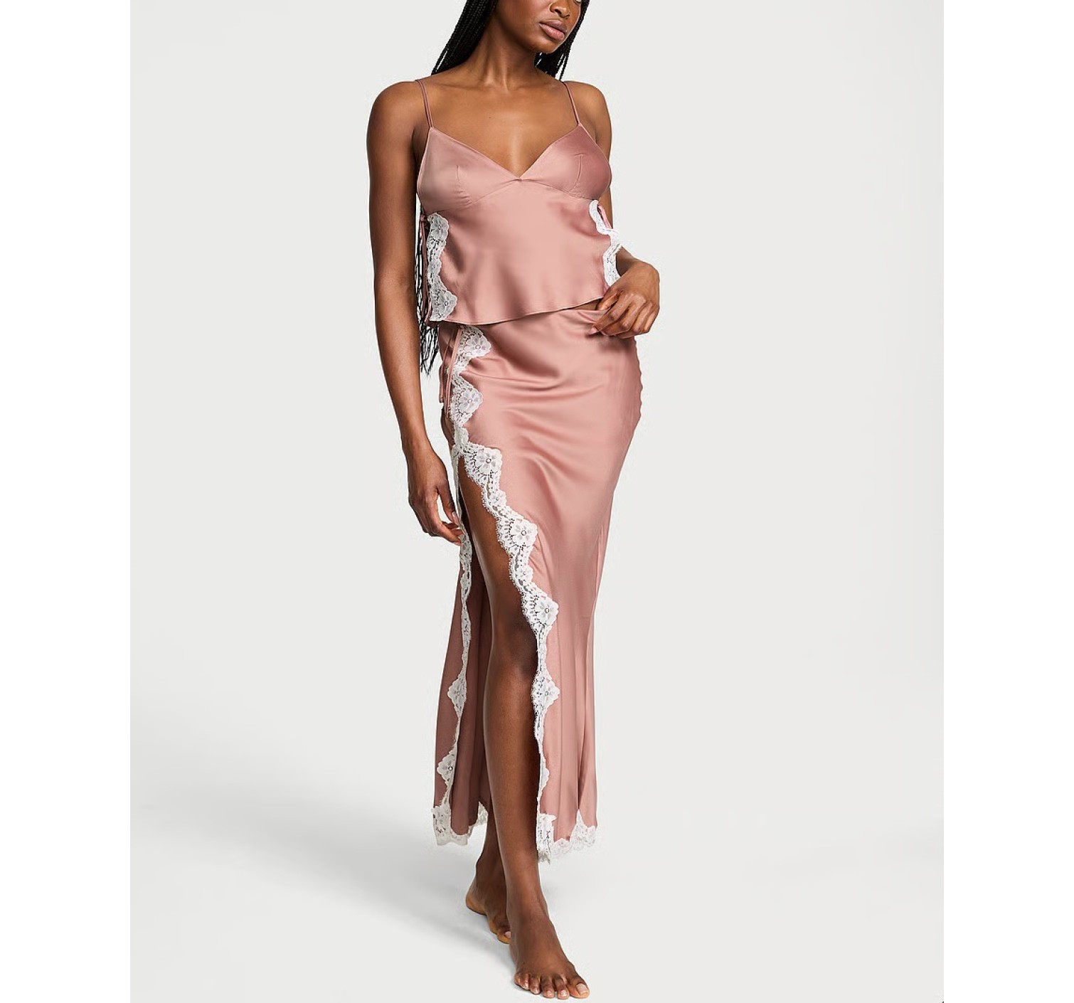Пижама-костюм Satin Lace-Trim Cami & Maxi Skirt Set