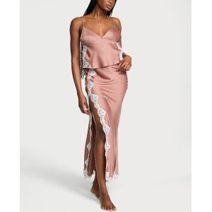 Пижама-костюм Satin Lace-Trim Cami & Maxi Skirt Set