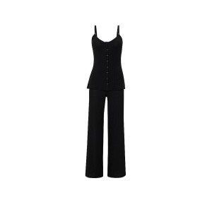 Пижама SoSoft Modal Wide-Rib Button-Front Cami & Pants Set Black