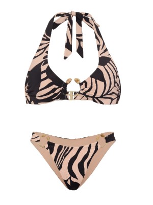 Купальник Beach Hoops Halter Top Bikini Bottom Black Palms