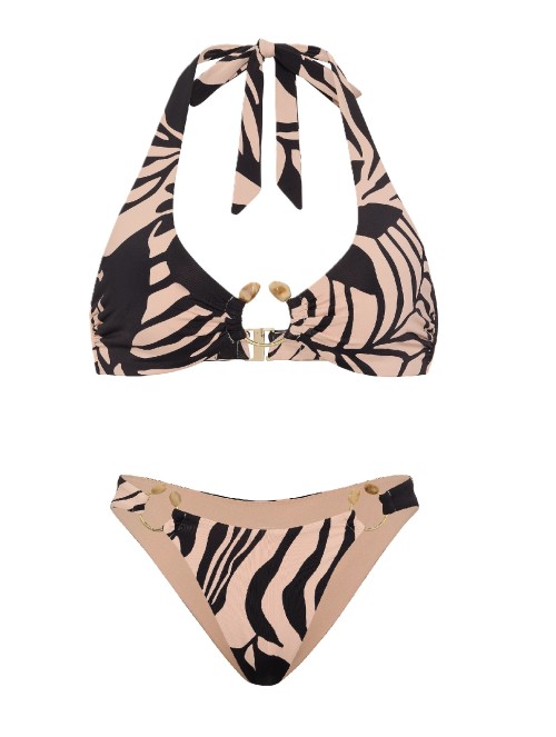 Купальник Beach Hoops Halter Top Bikini Bottom Black Palms