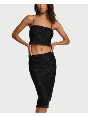 Топ + спідниця Rose Lace Shimmer Crop Top & Skirt Set Rose