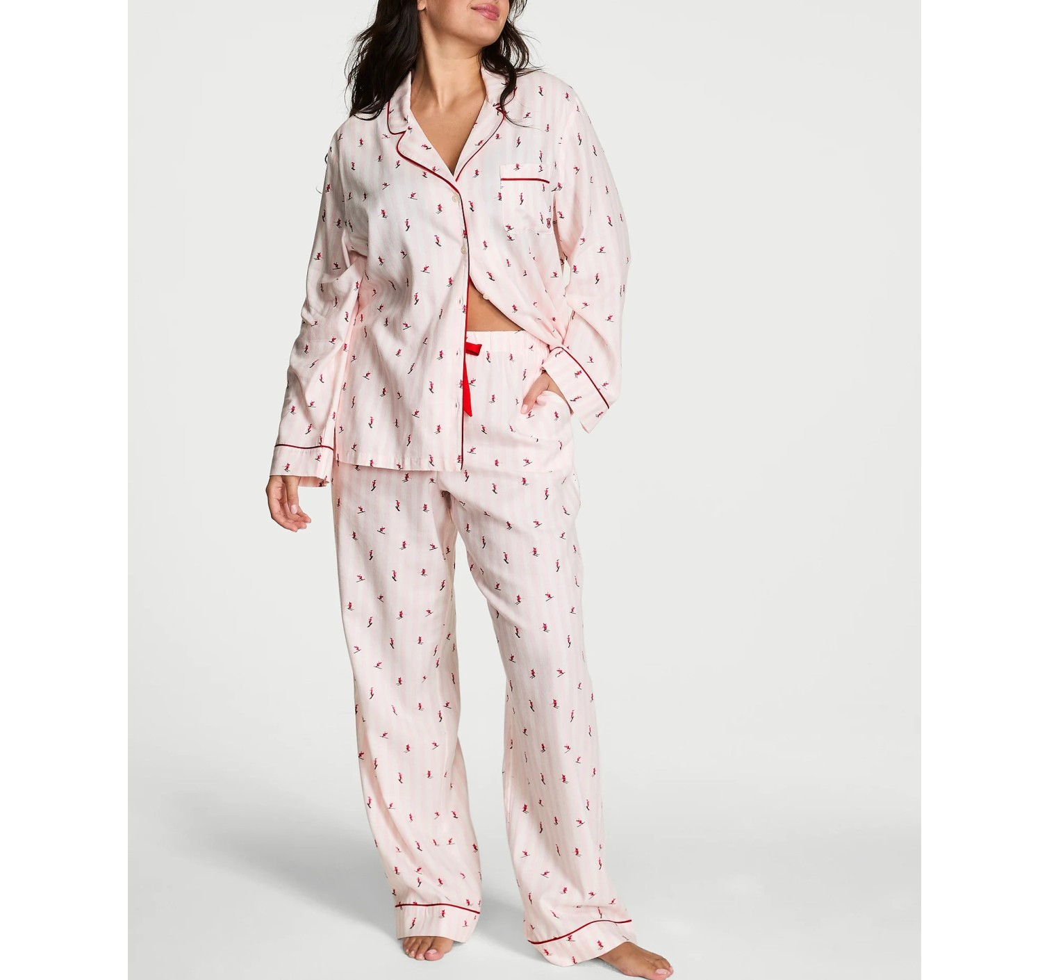 Піжама Cotton Flannel Long Pajama Set Coconut White Skiers