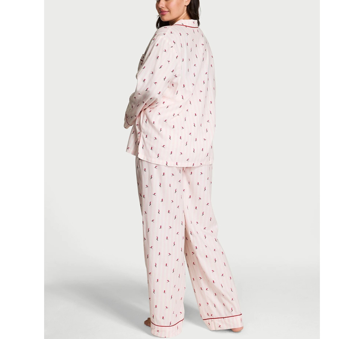 Піжама Cotton Flannel Long Pajama Set Coconut White Skiers
